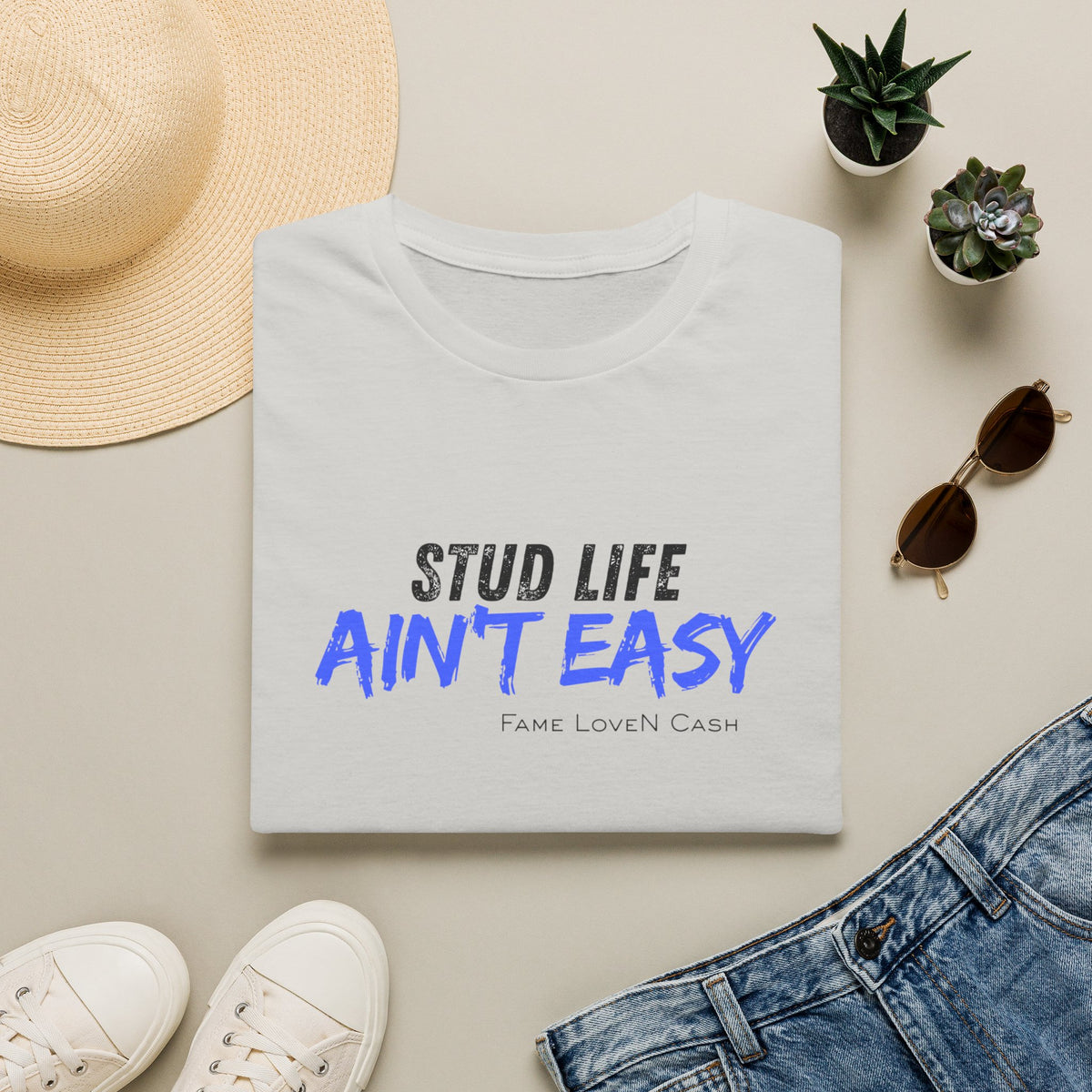 Stud Life Ain’t Easy T-Shirt | Stallion Life Funny Text Graphic Tee