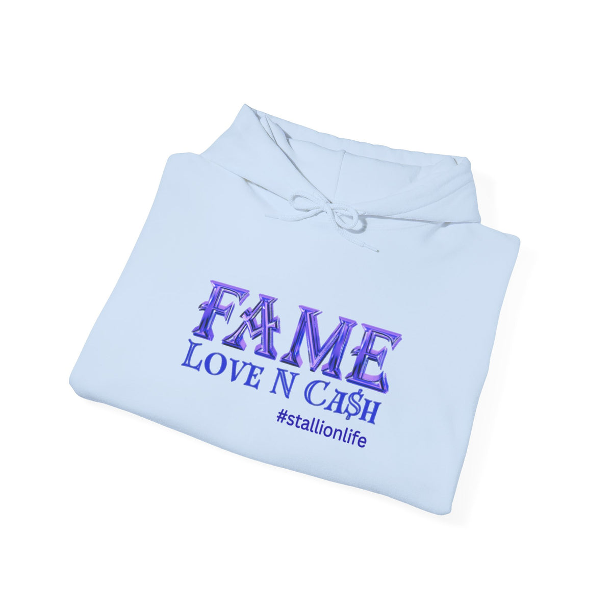 Fame Love N Cash Hoodie — Retro Purple Graphic Pullover