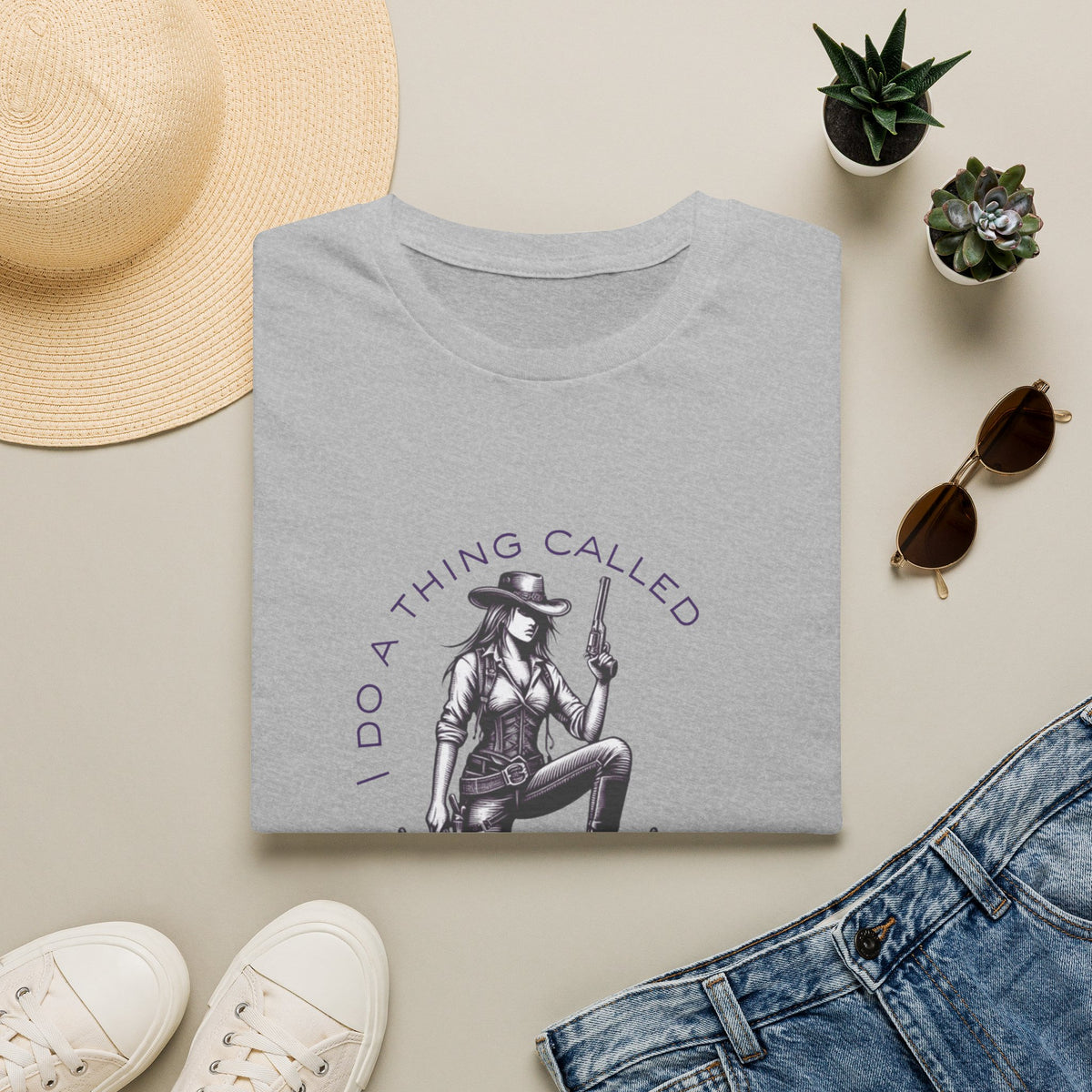 Cowgirl with Revolver T-Shirt | I Do a Thing Called What I Want design