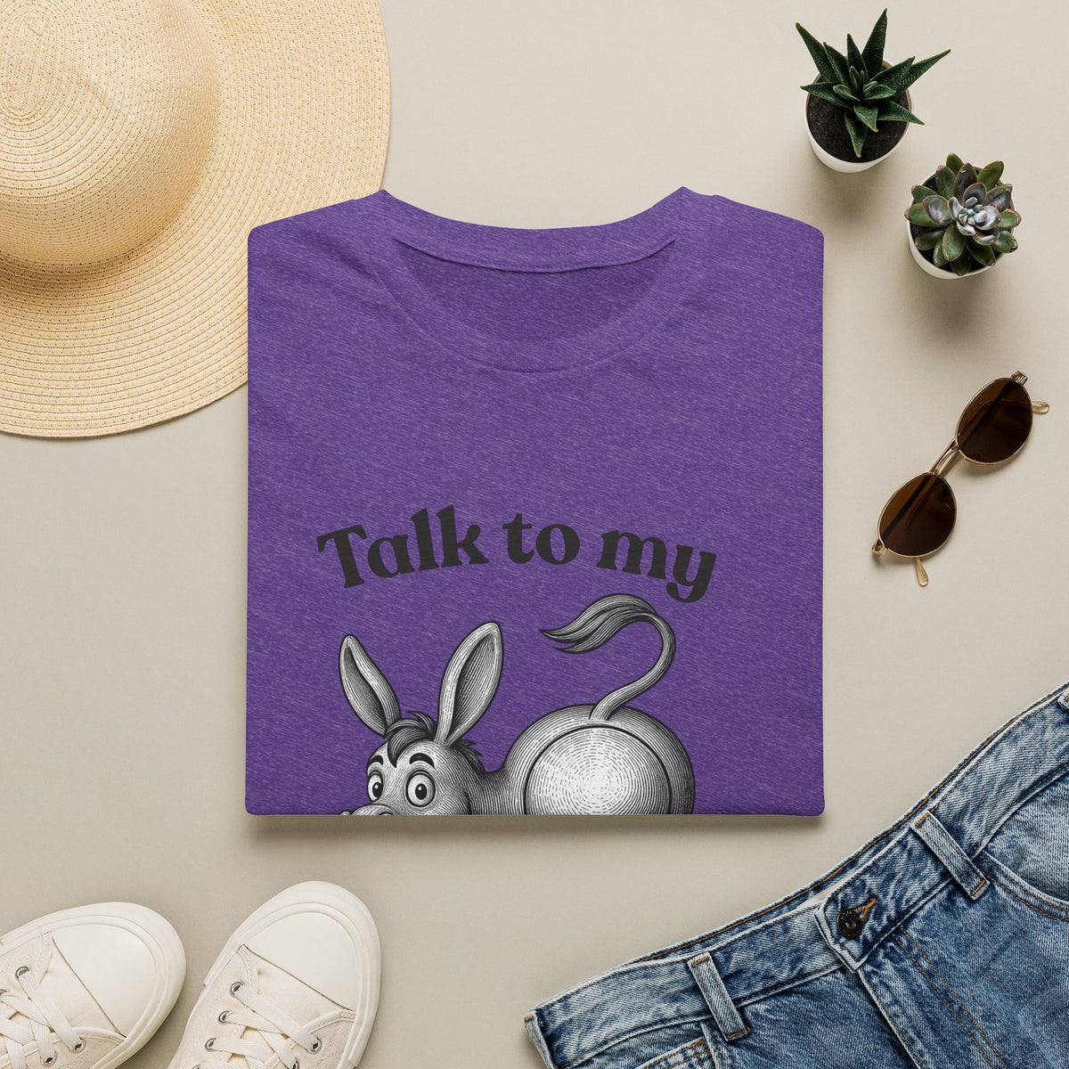 Talk to My Donkey T-Shirt | Funny Animal Cartoon Tee