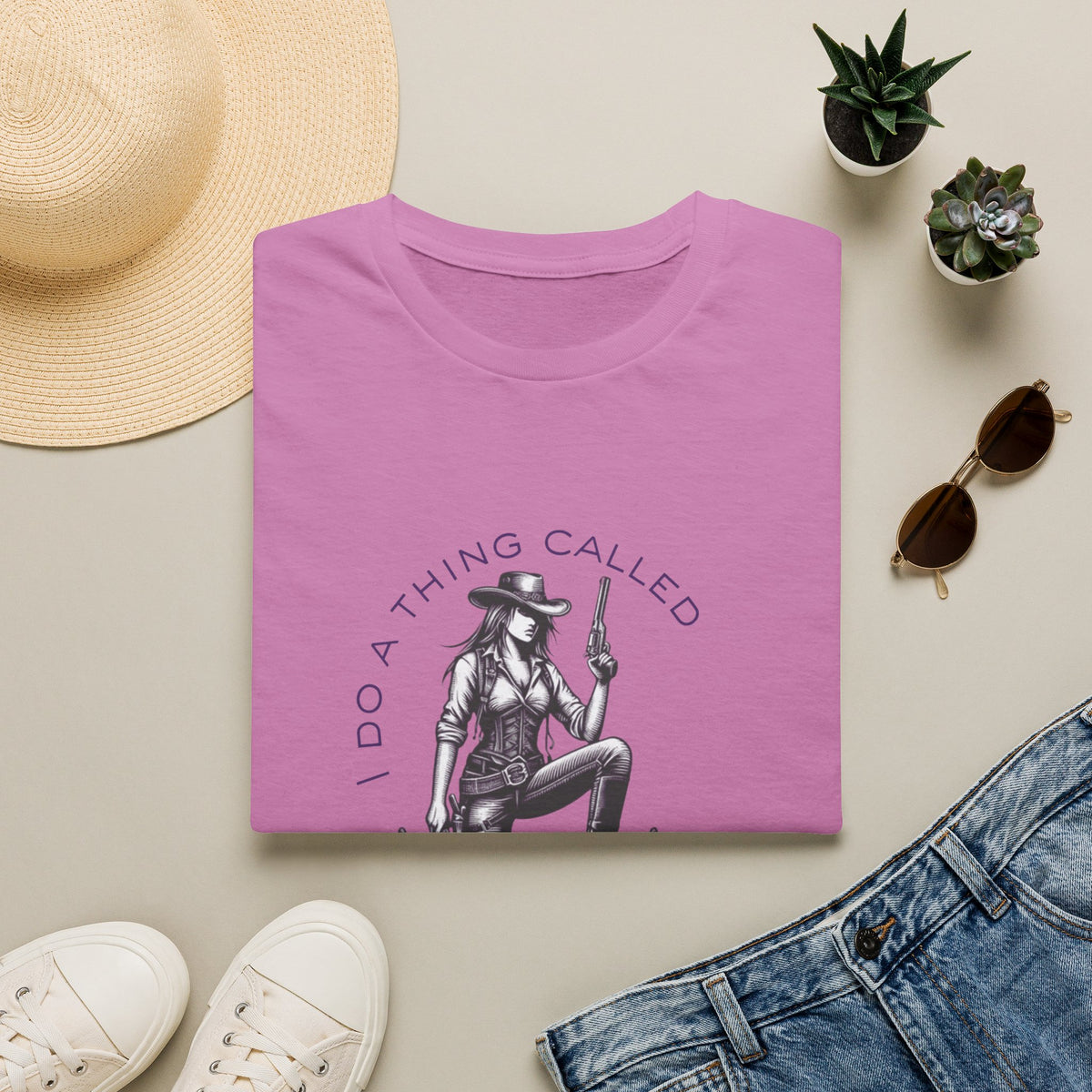 Cowgirl with Revolver T-Shirt | I Do a Thing Called What I Want design