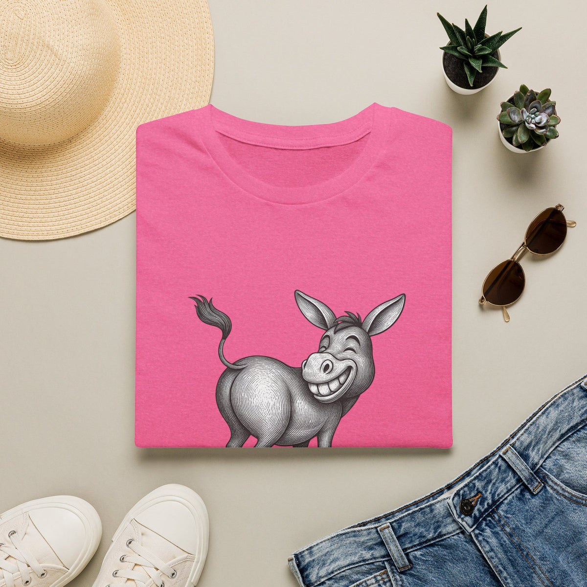 Grinning Donkey With Attitude T-Shirt | Funny Animal Illustration