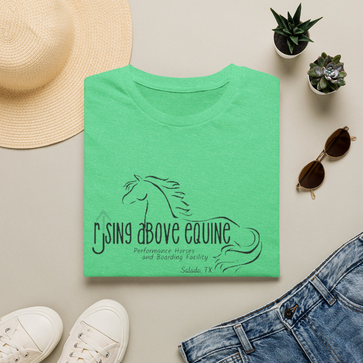 Rising Above Equine Horse Illustration T-Shirt | Equestrian Logo Tee