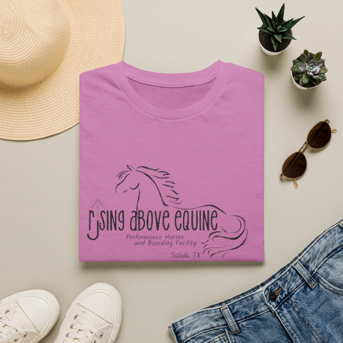 Rising Above Equine Horse Illustration T-Shirt | Equestrian Logo Tee