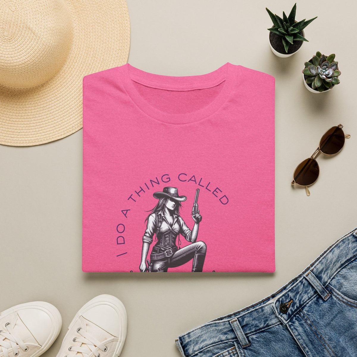 Cowgirl with Revolver T-Shirt | I Do a Thing Called What I Want design