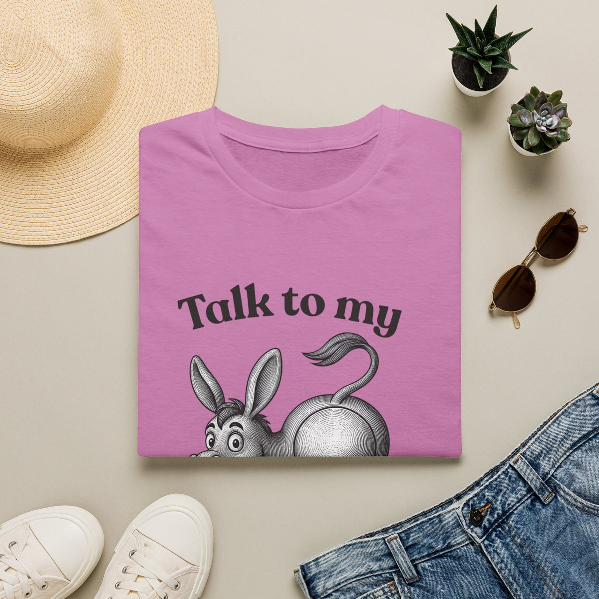 Talk to My Donkey T-Shirt | Funny Animal Cartoon Tee
