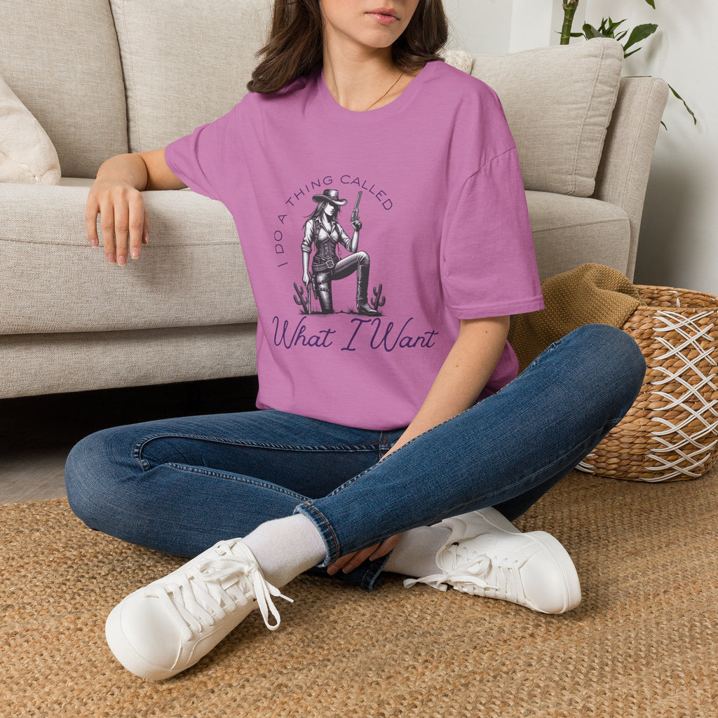 Cowgirl with Revolver T-Shirt | I Do a Thing Called What I Want design