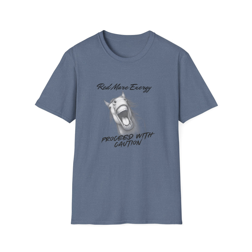 Red Mare Energy T-Shirt | Proceed With Caution design