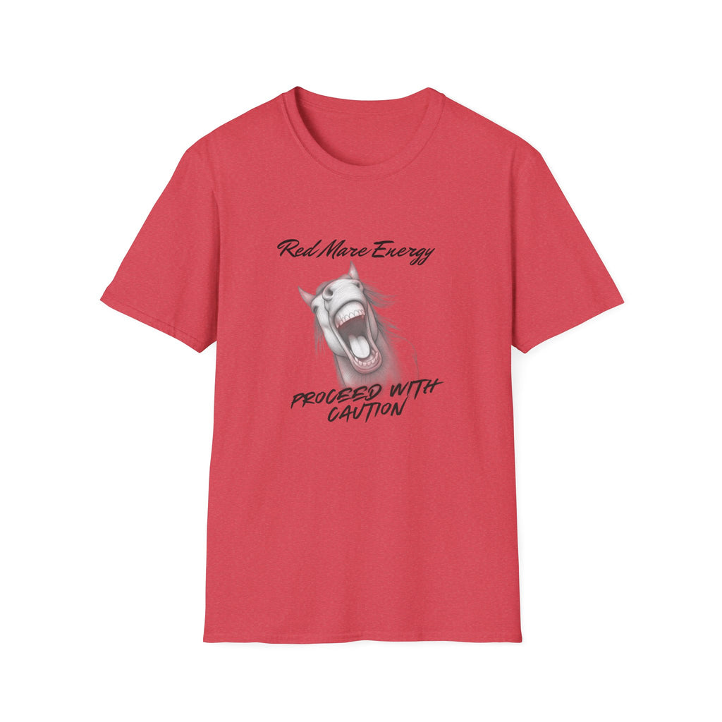 Red Mare Energy T-Shirt | Proceed With Caution design