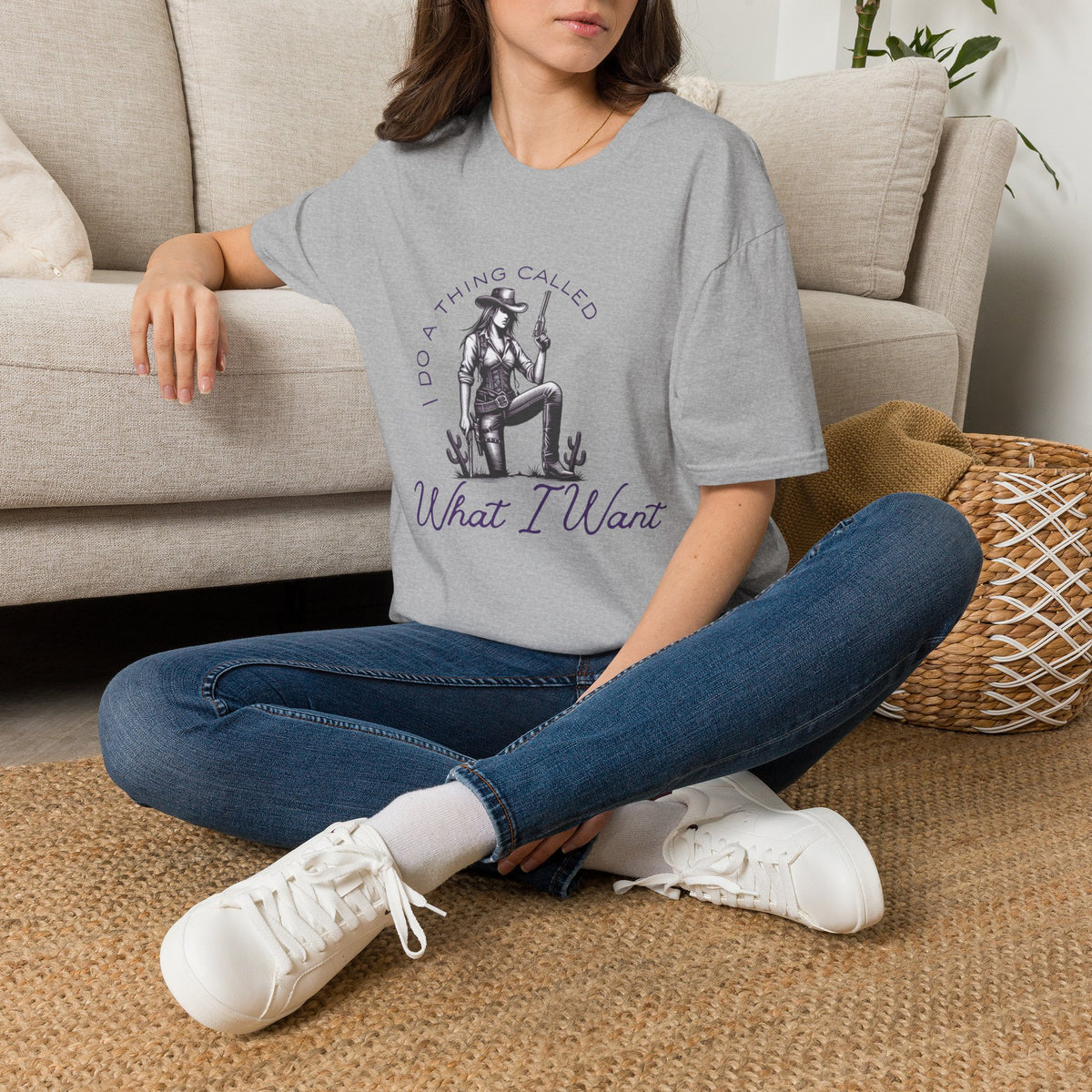 Cowgirl with Revolver T-Shirt | I Do a Thing Called What I Want design
