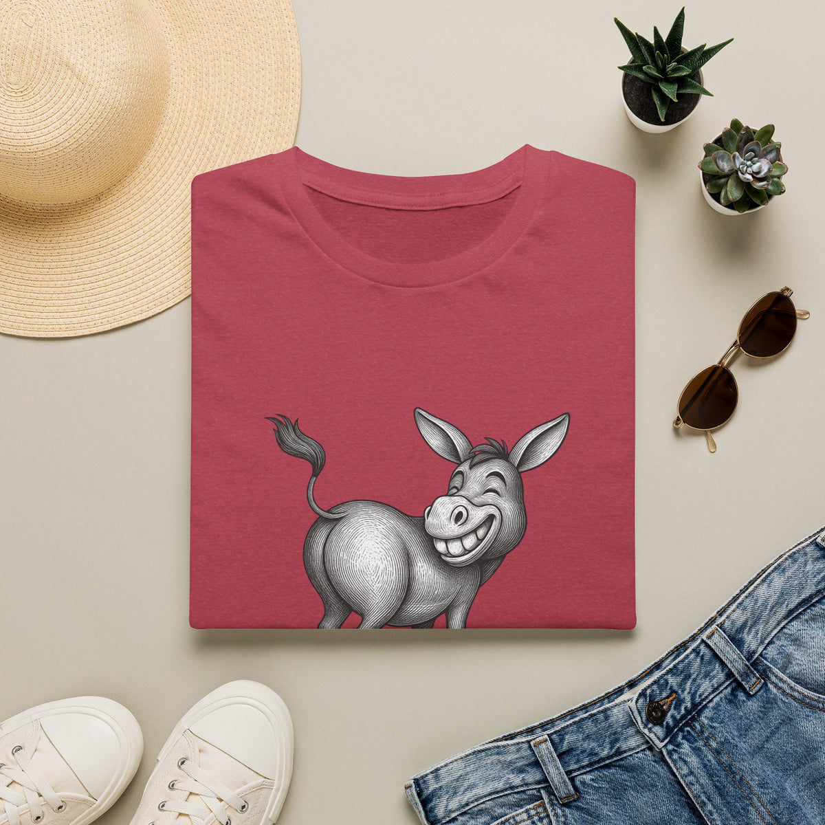 Grinning Donkey With Attitude T-Shirt | Funny Animal Illustration