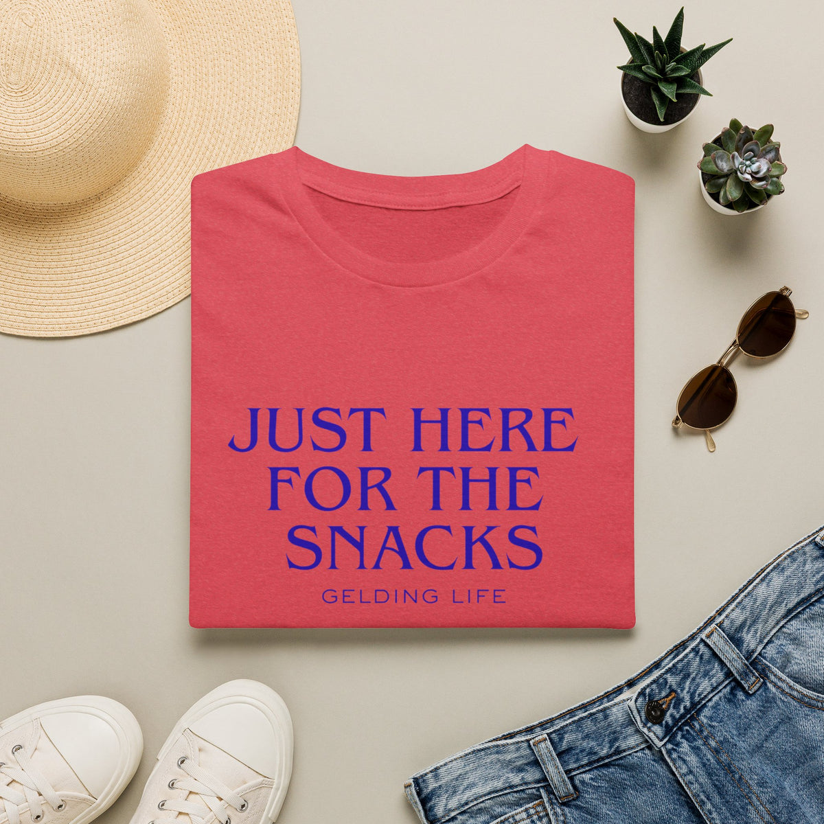 Just Here For The Snacks T-Shirt | Gelding Life Quote Tee