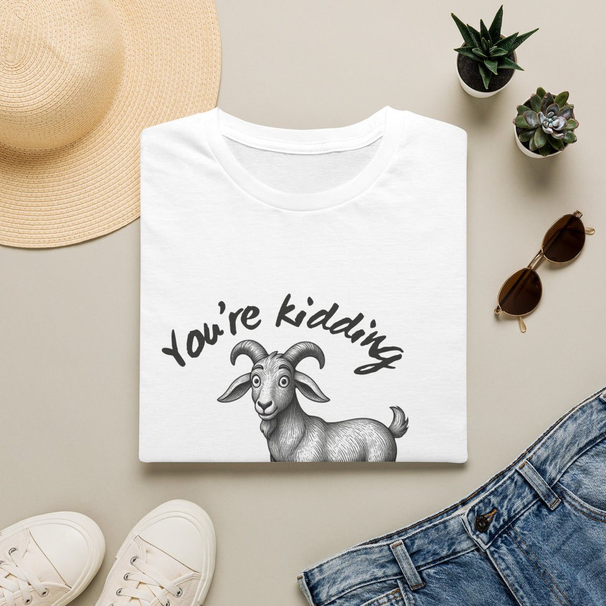 You’re Kidding Goat t-shirt | Funny Goat Illustration