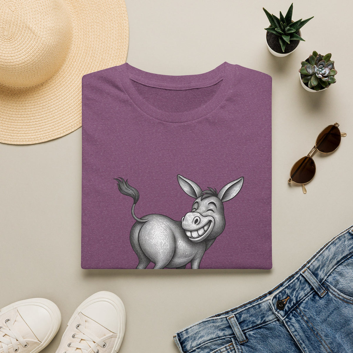 Grinning Donkey With Attitude T-Shirt | Funny Animal Illustration