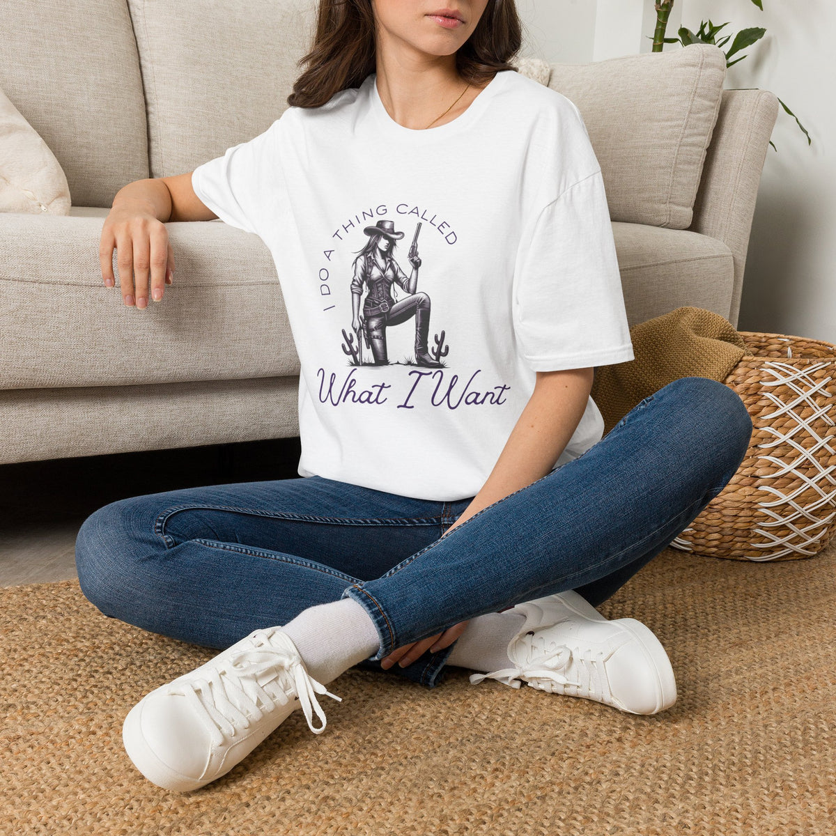 Cowgirl with Revolver T-Shirt | I Do a Thing Called What I Want design