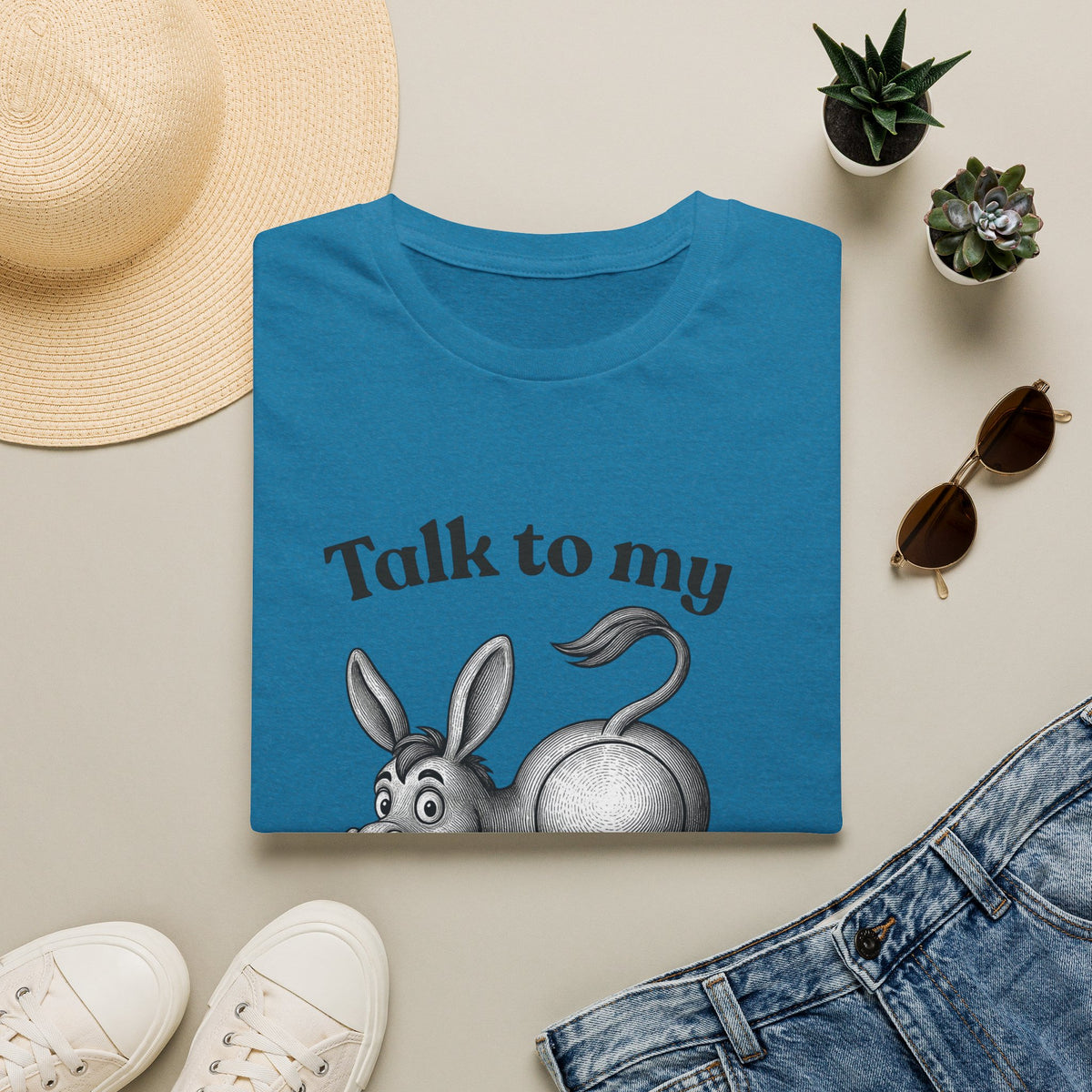 Talk to My Donkey T-Shirt | Funny Animal Cartoon Tee