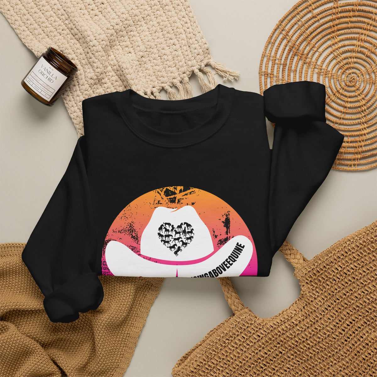 Cowgirl Sunset Crewneck Sweatshirt — Western Heart Graphic