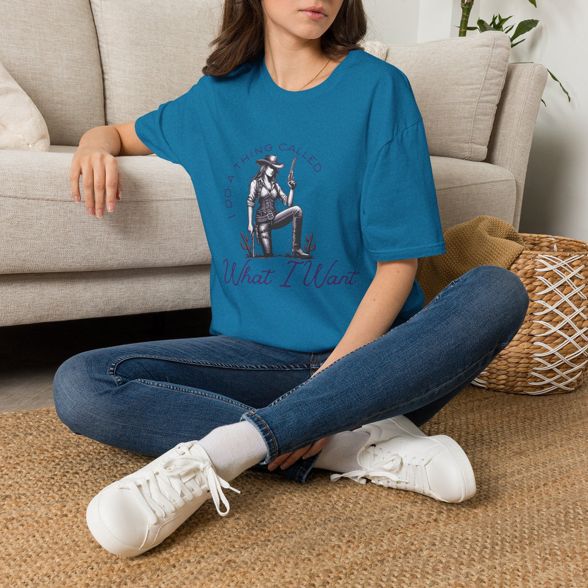 Cowgirl with Revolver T-Shirt | I Do a Thing Called What I Want design
