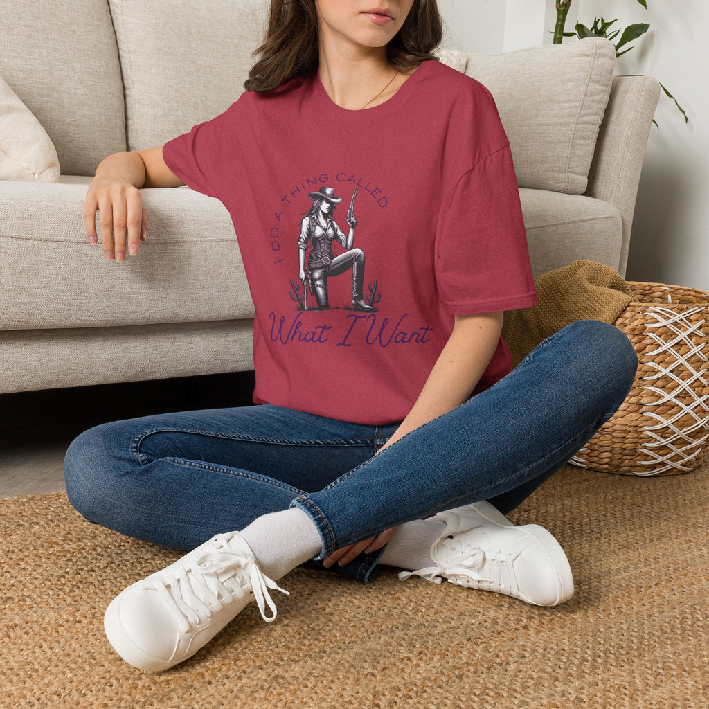 Cowgirl with Revolver T-Shirt | I Do a Thing Called What I Want design