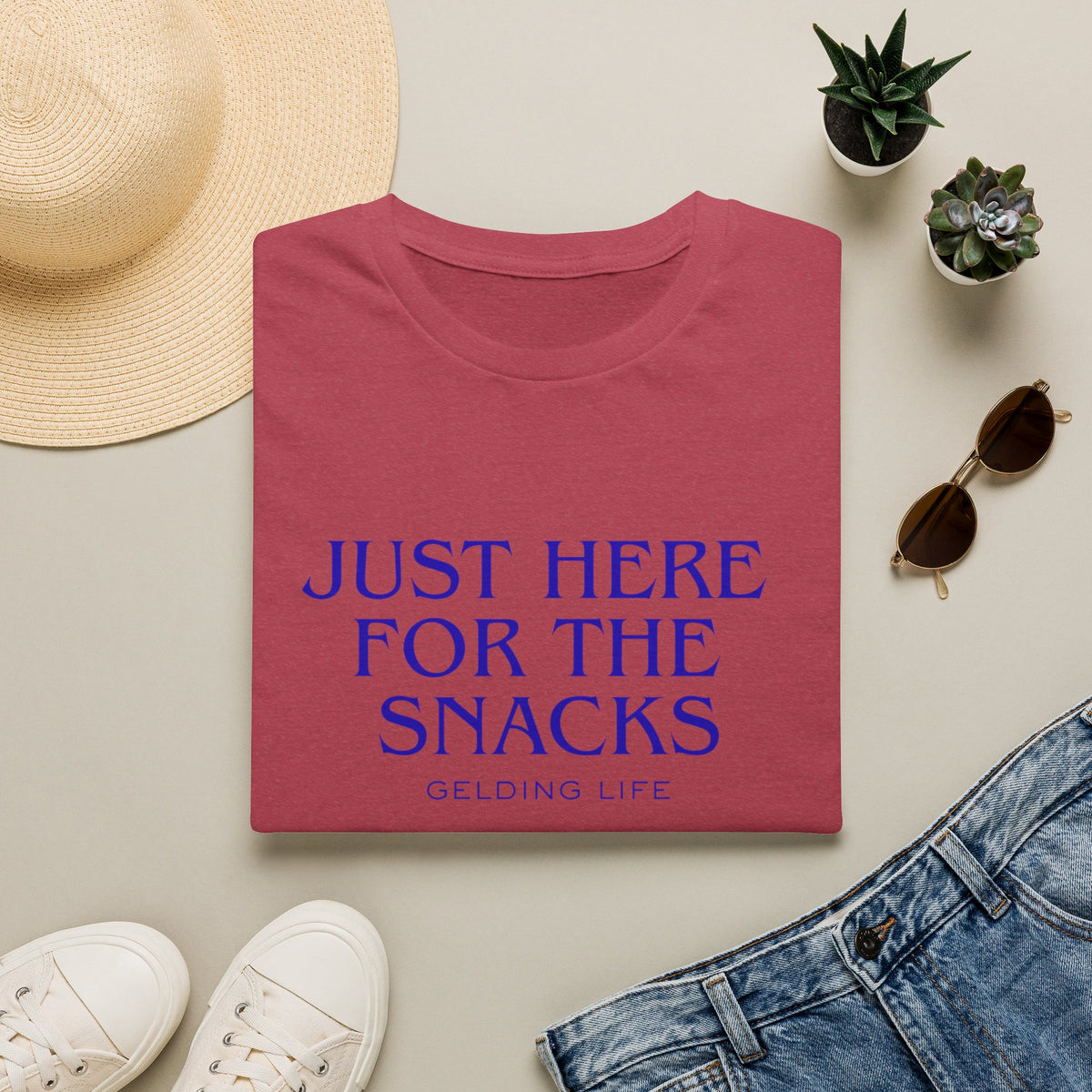 Just Here For The Snacks T-Shirt | Gelding Life Quote Tee
