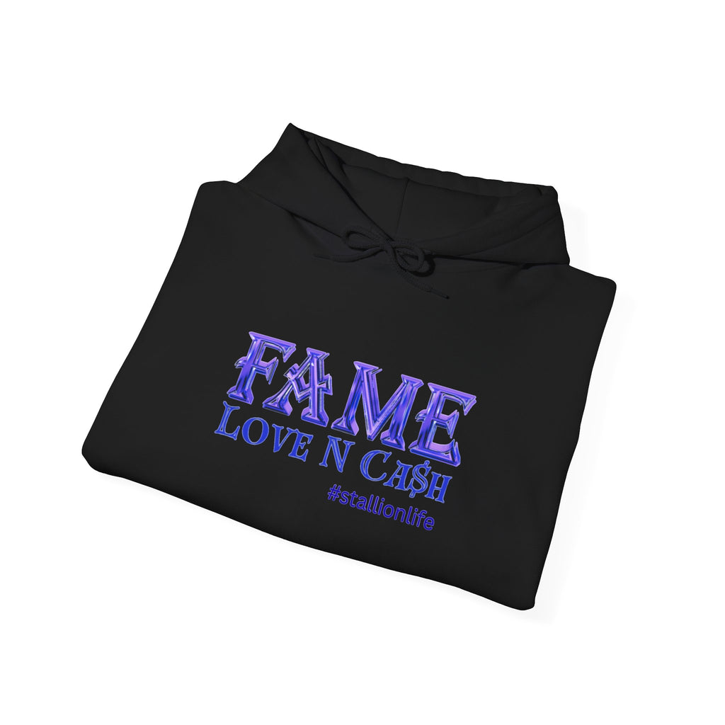 Fame Love N Cash Hoodie — Retro Purple Graphic Pullover