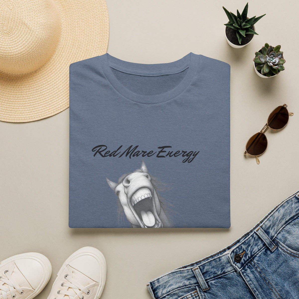 Red Mare Energy T-Shirt | Proceed With Caution design