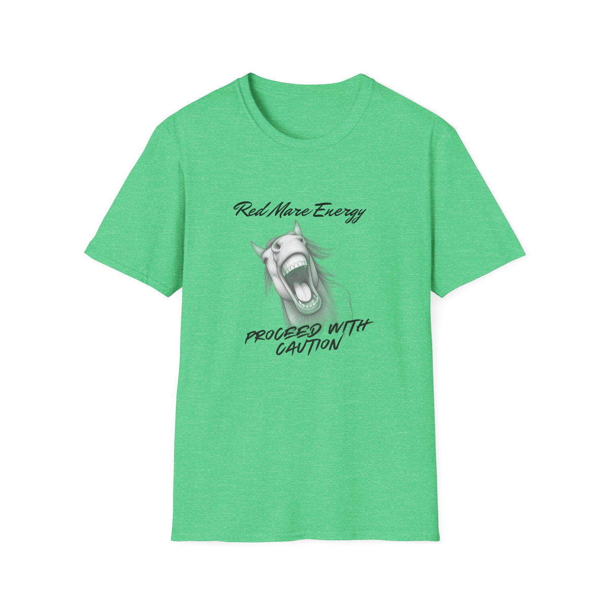 Red Mare Energy T-Shirt | Proceed With Caution design