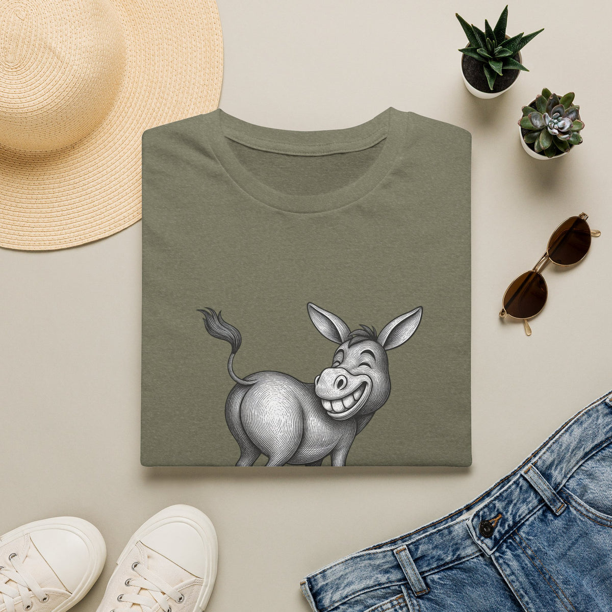 Grinning Donkey With Attitude T-Shirt | Funny Animal Illustration