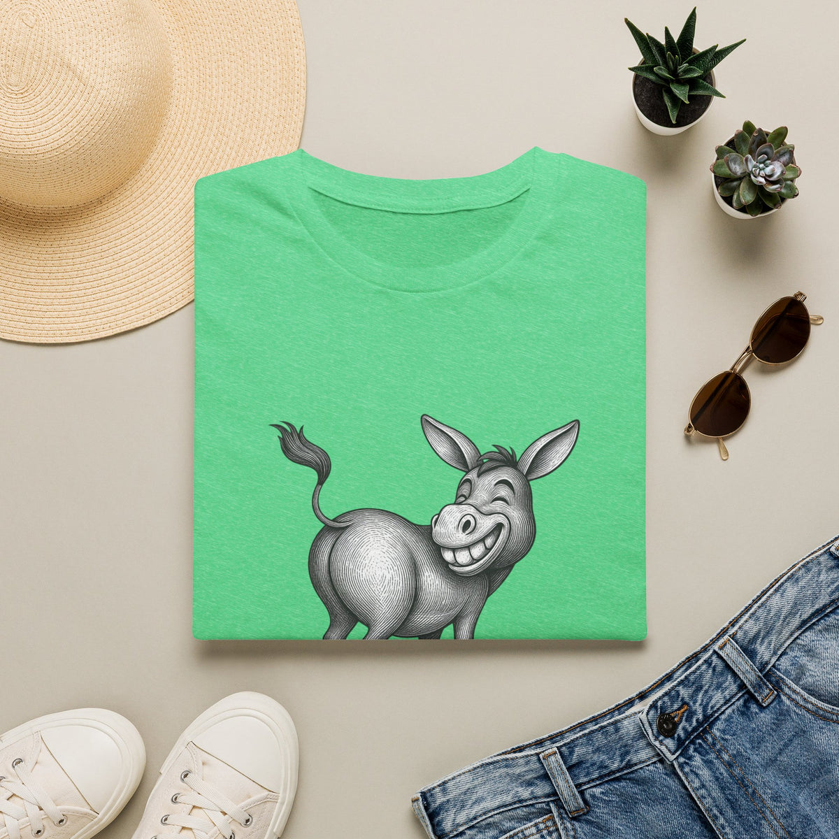 Grinning Donkey With Attitude T-Shirt | Funny Animal Illustration