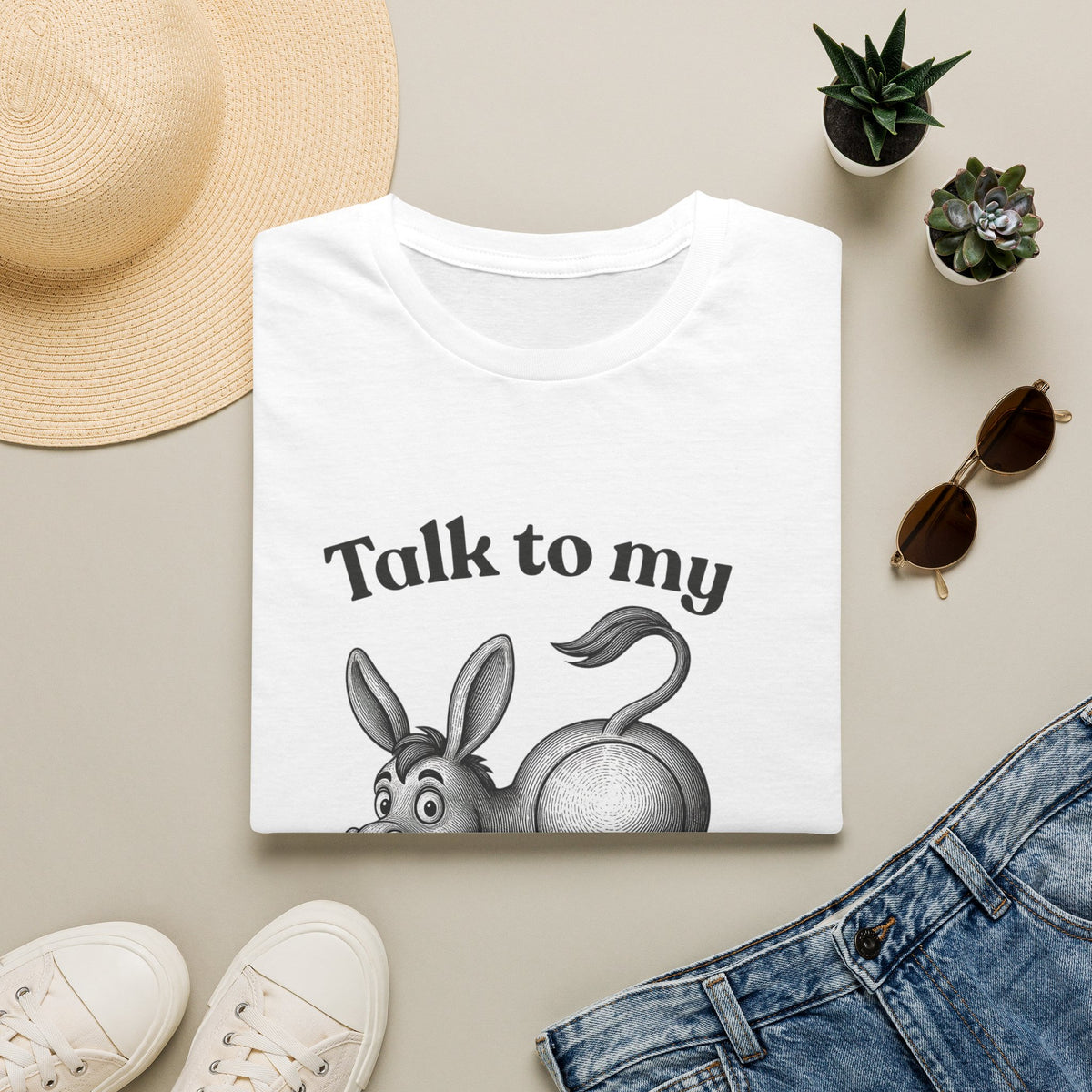 Talk to My Donkey T-Shirt | Funny Animal Cartoon Tee