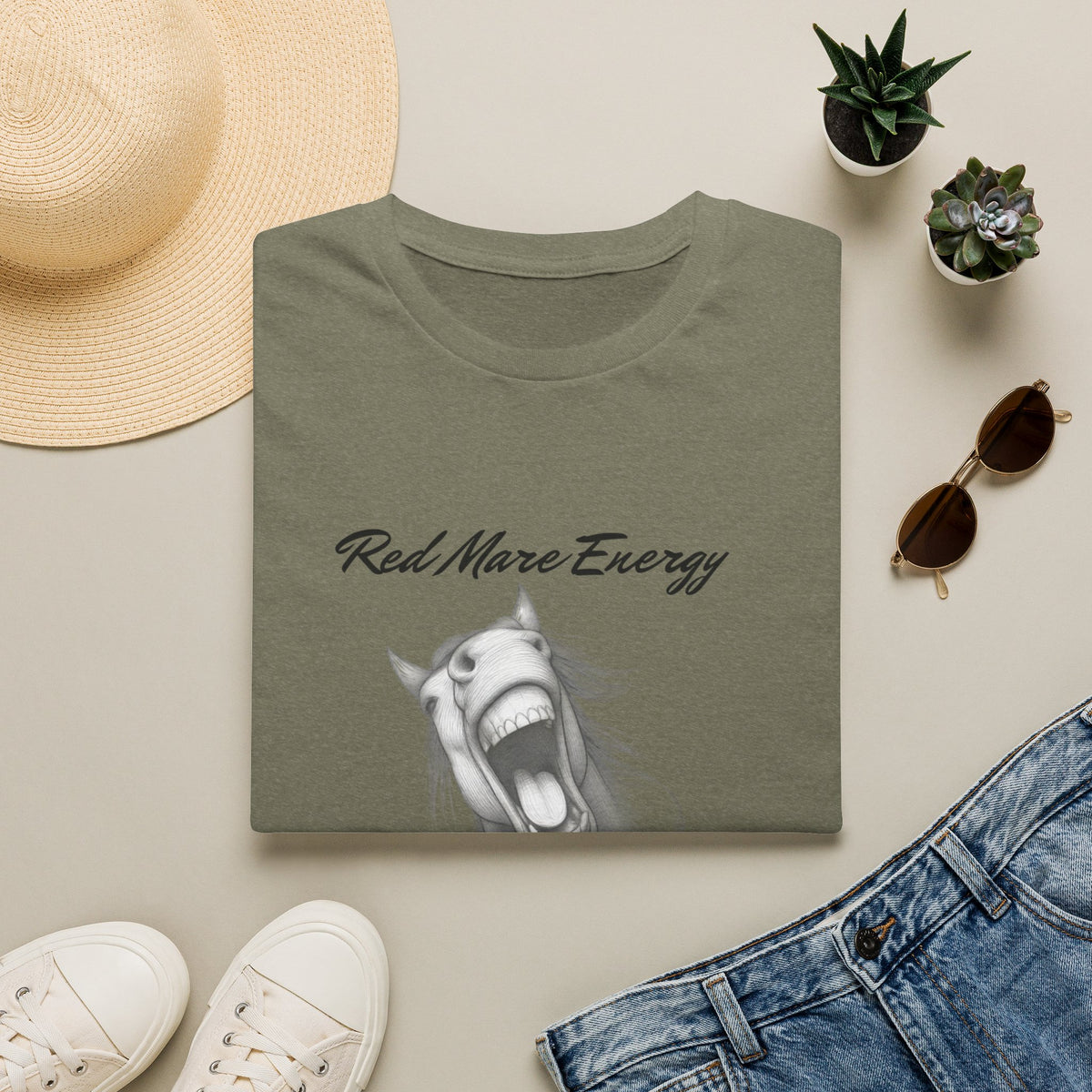 Red Mare Energy T-Shirt | Proceed With Caution design