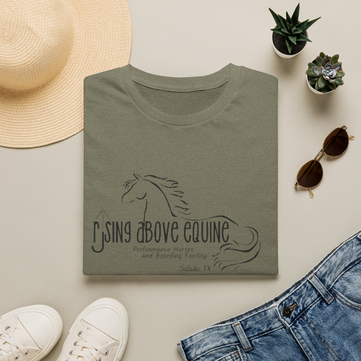 Rising Above Equine Horse Illustration T-Shirt | Equestrian Logo Tee