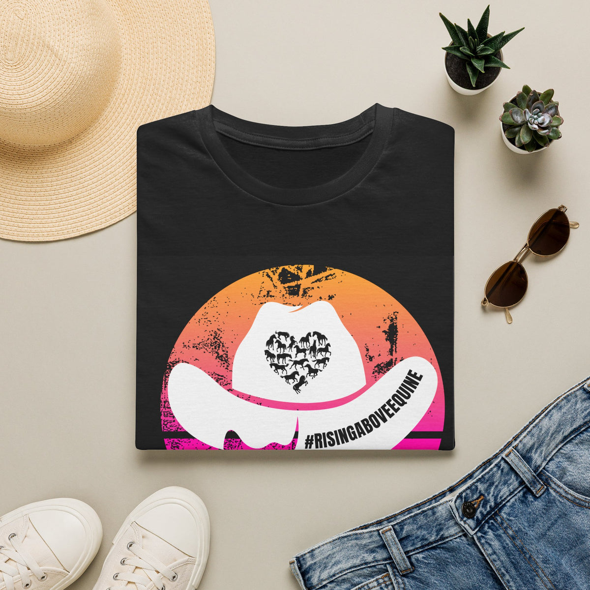 Rising Above Equine T-Shirt | Retro Sunset Graphic Tee