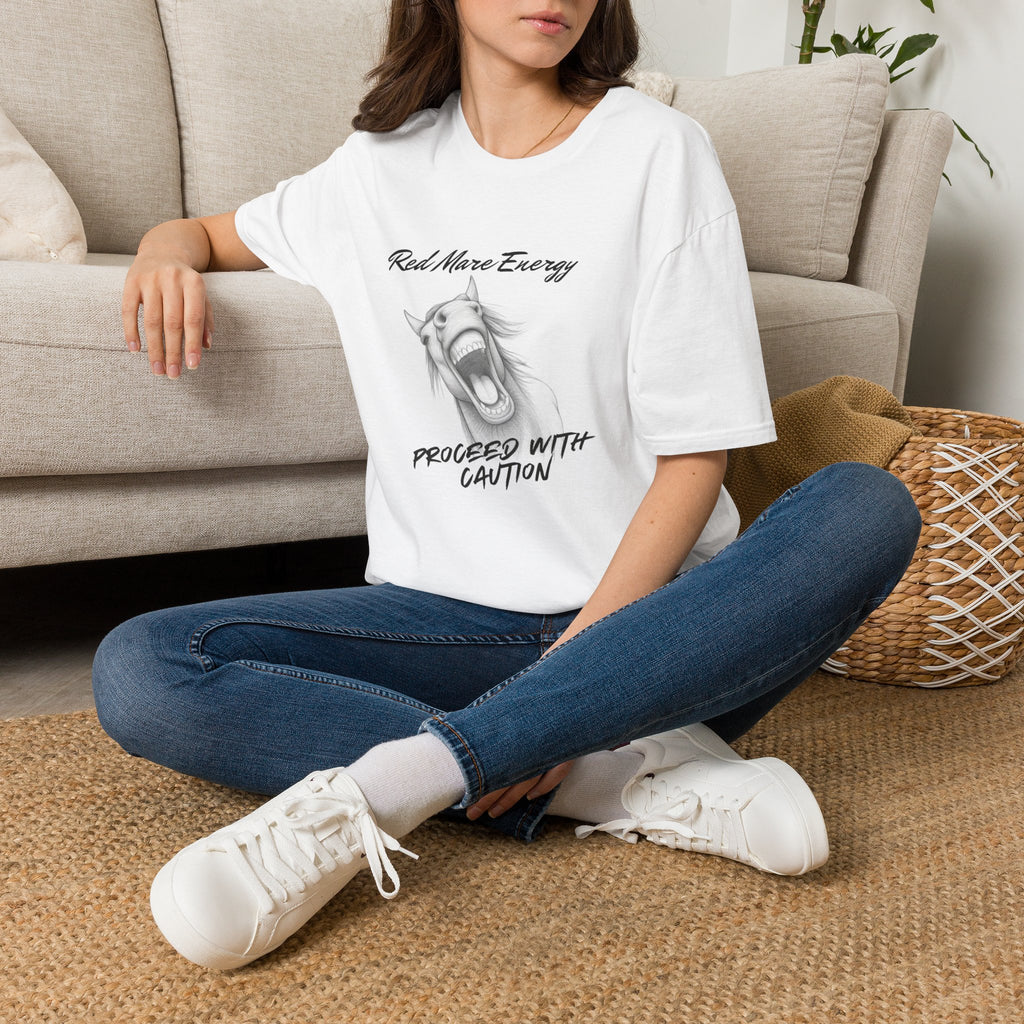 Red Mare Energy T-Shirt | Proceed With Caution design