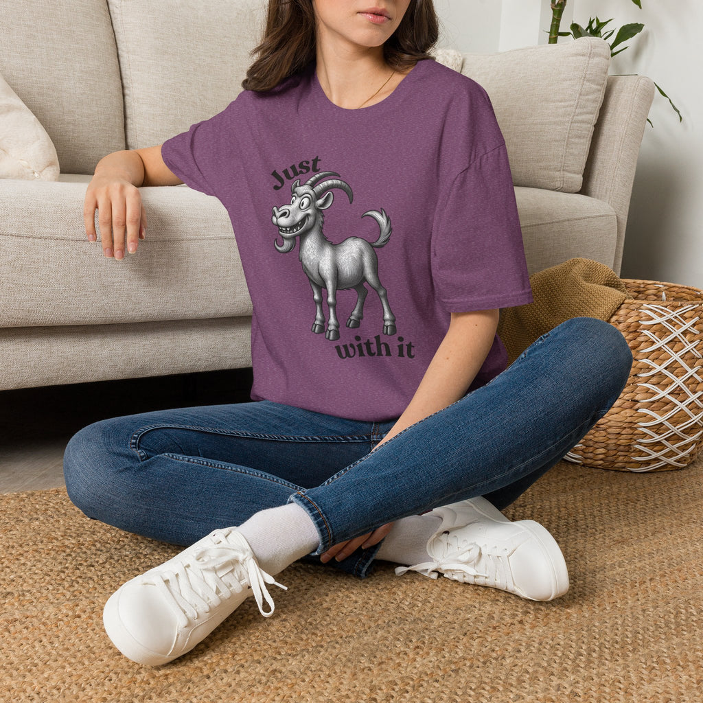 Just Goat With It T-Shirt | Funny Goat Illustration