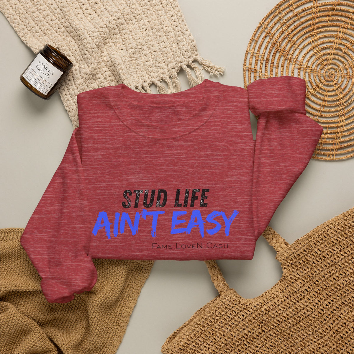Crewneck Sweatshirt - "Stud Life Ain't Easy" Casual Graphic Pullover