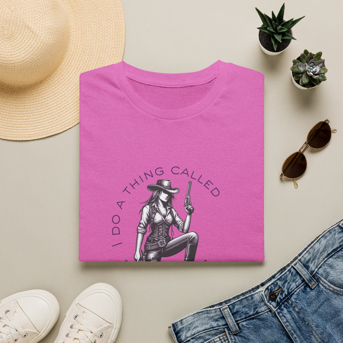 Cowgirl with Revolver T-Shirt | I Do a Thing Called What I Want design