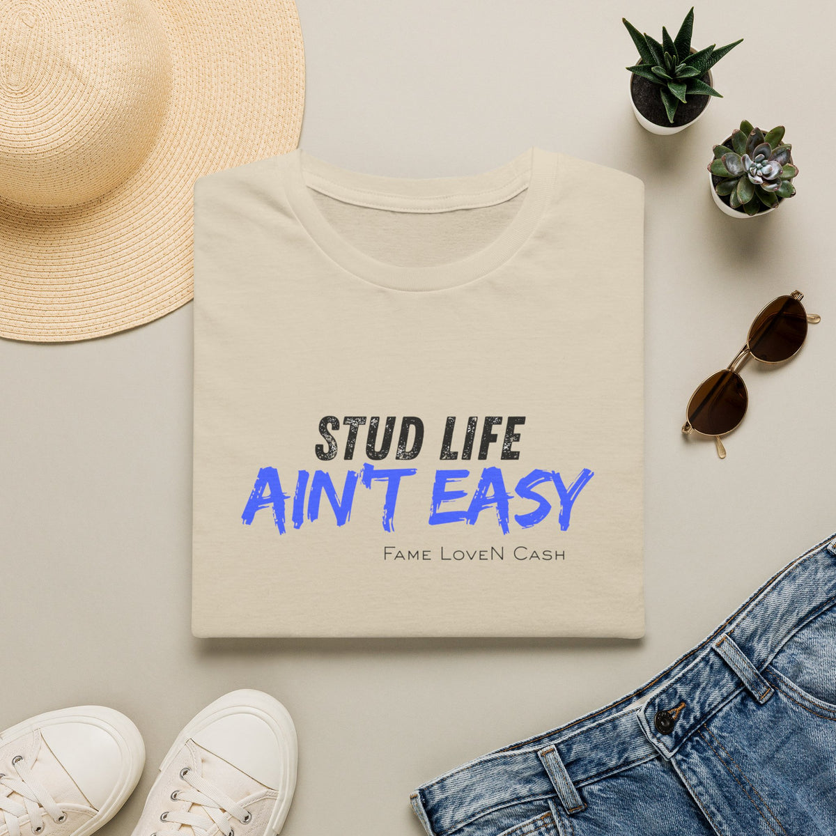 Stud Life Ain’t Easy T-Shirt | Stallion Life Funny Text Graphic Tee