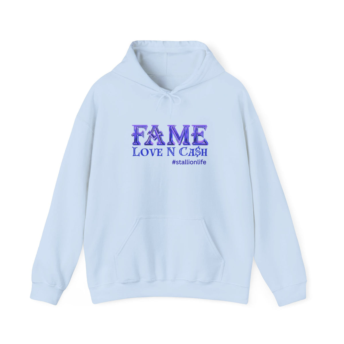 Fame Love N Cash Hoodie — Retro Purple Graphic Pullover