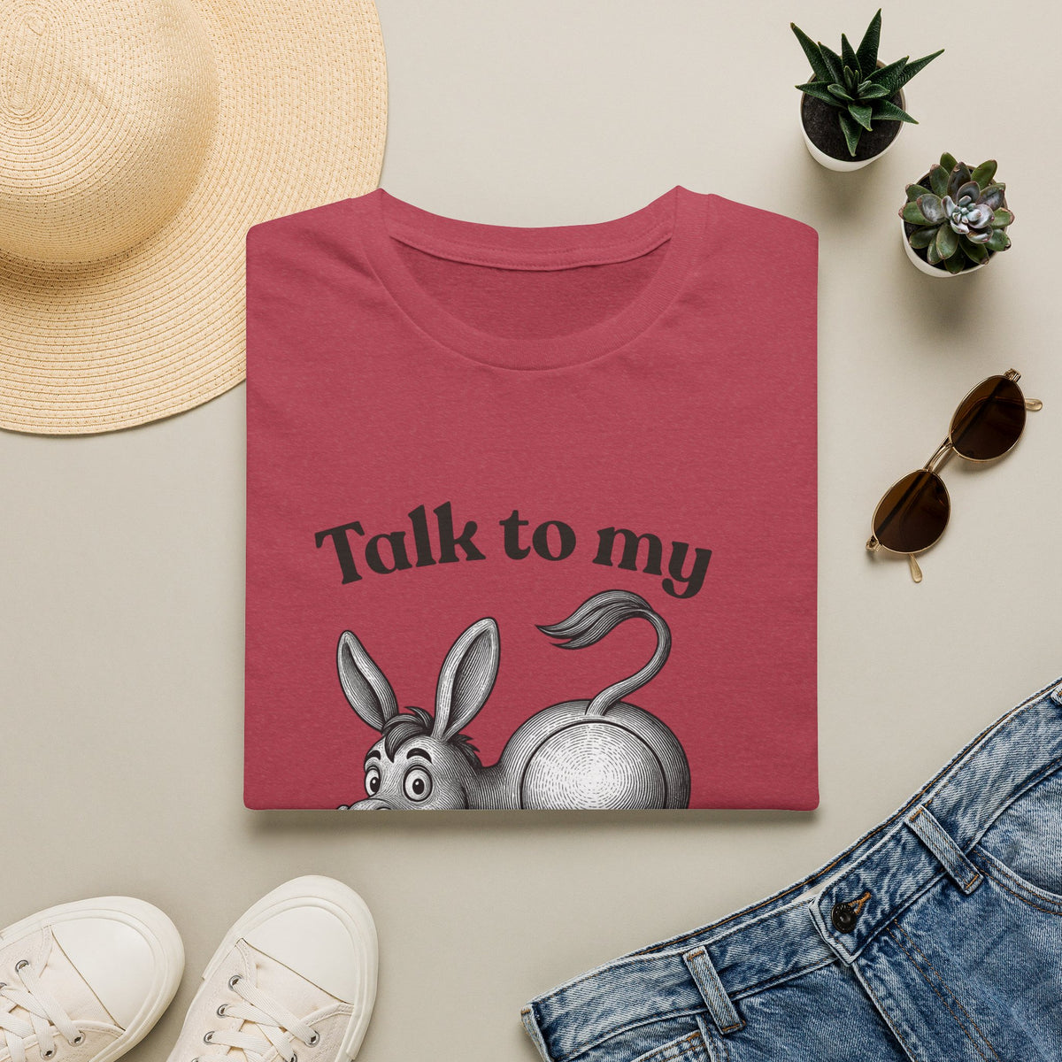 Talk to My Donkey T-Shirt | Funny Animal Cartoon Tee