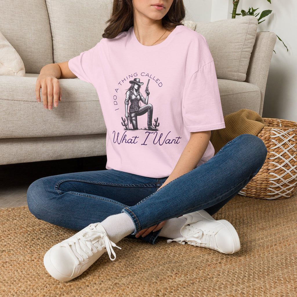 Cowgirl with Revolver T-Shirt | I Do a Thing Called What I Want design