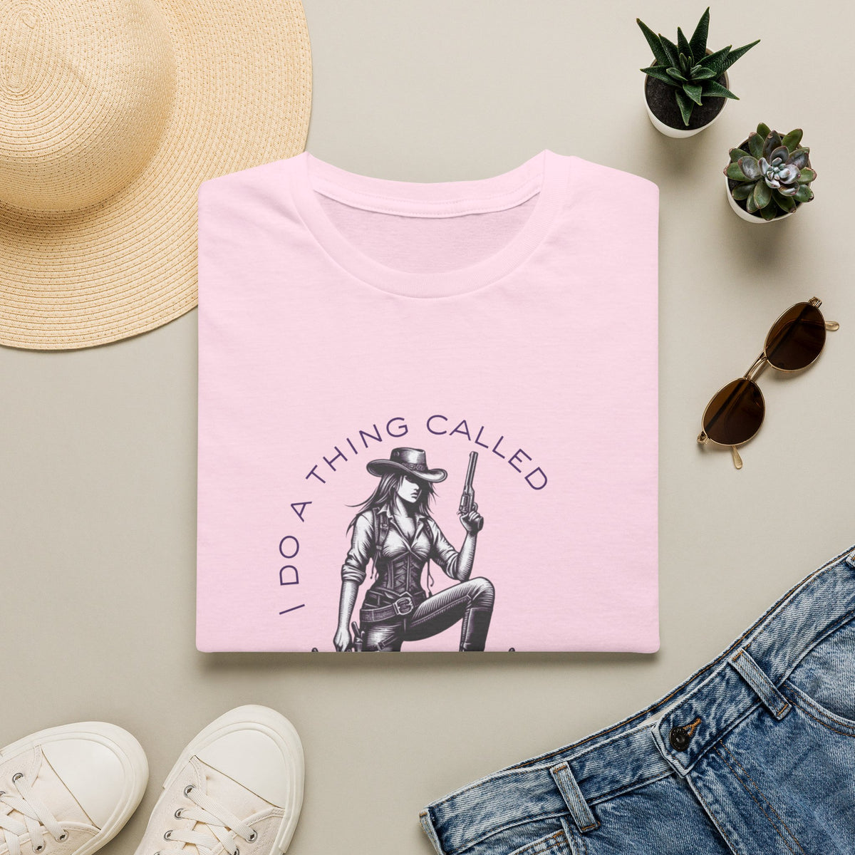 Cowgirl with Revolver T-Shirt | I Do a Thing Called What I Want design