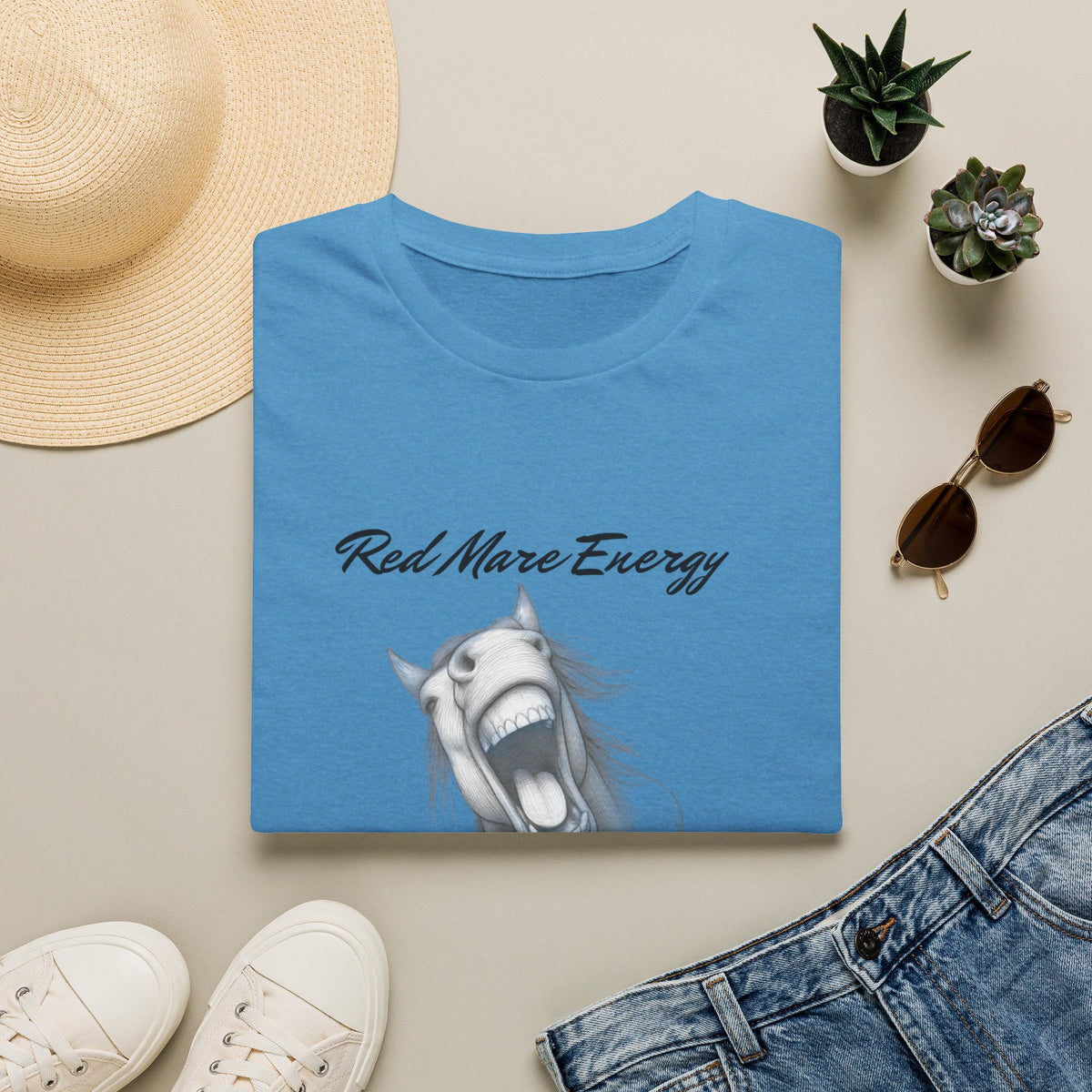 Red Mare Energy T-Shirt | Proceed With Caution design
