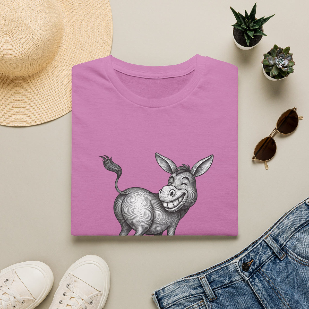 Grinning Donkey With Attitude T-Shirt | Funny Animal Illustration