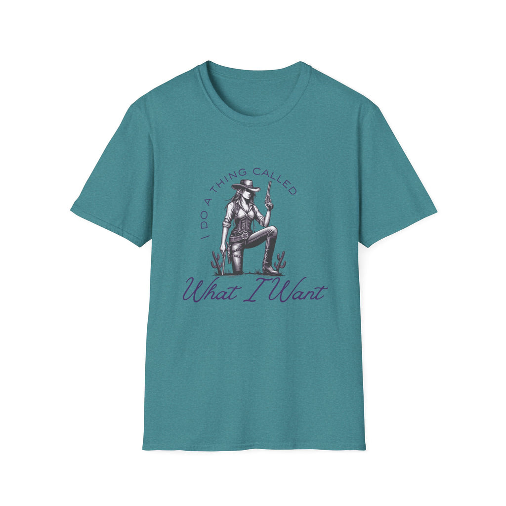 Cowgirl with Revolver T-Shirt | I Do a Thing Called What I Want design