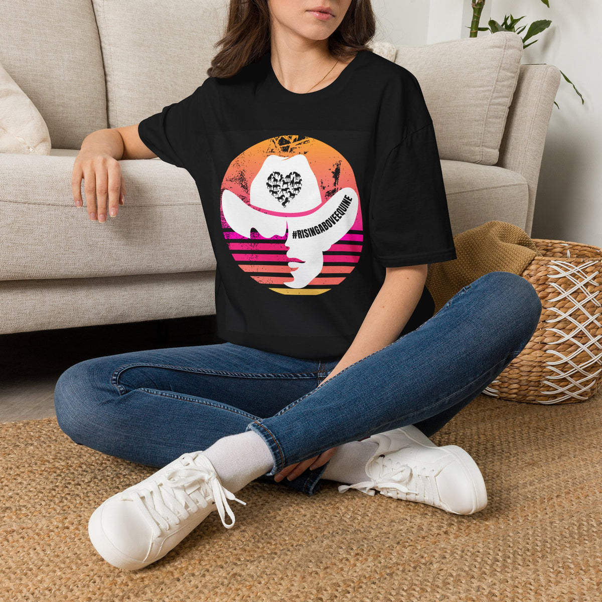 Rising Above Equine T-Shirt | Retro Sunset Graphic Tee