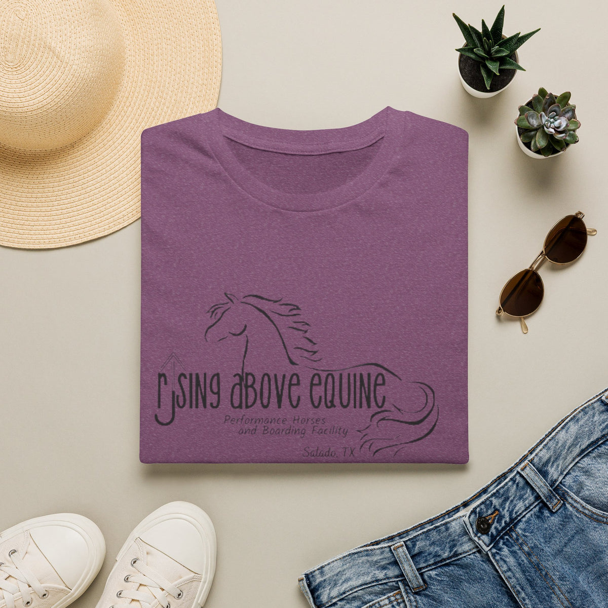 Rising Above Equine Horse Illustration T-Shirt | Equestrian Logo Tee
