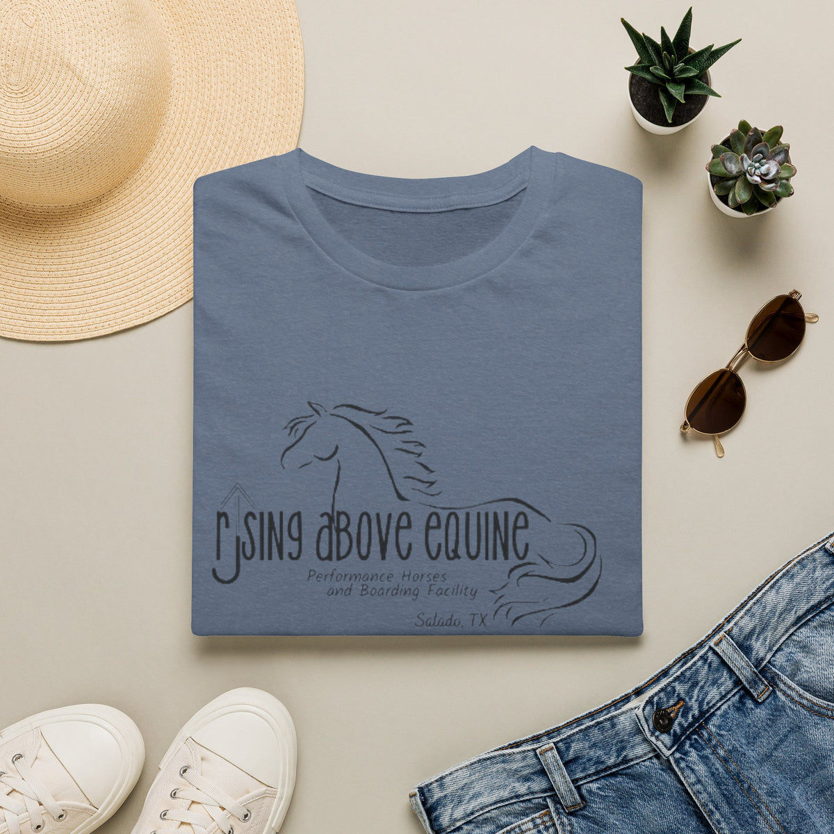 Rising Above Equine Horse Illustration T-Shirt | Equestrian Logo Tee
