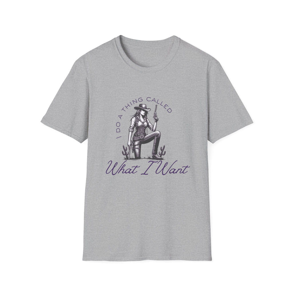 Cowgirl with Revolver T-Shirt | I Do a Thing Called What I Want design