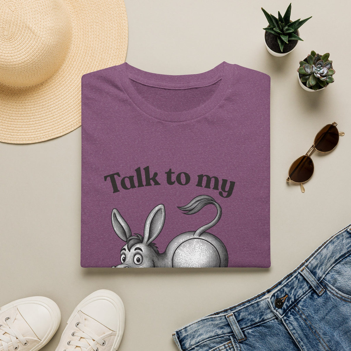 Talk to My Donkey T-Shirt | Funny Animal Cartoon Tee